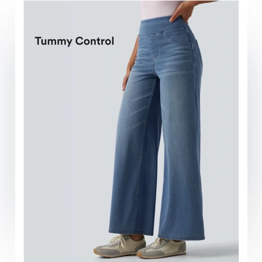 Halara Flex™ High Waisted Tummy Control Wide Leg Casual Jeans with Pockets - Picture 2 of 11